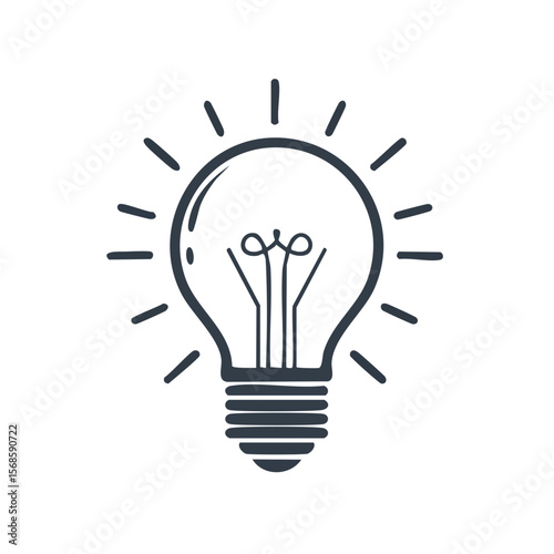 Hand Drawn Light Bulb Illustration Idea Concept on Black Background Solution Creativity Symbol Innovation Think Inspiration Power Energy