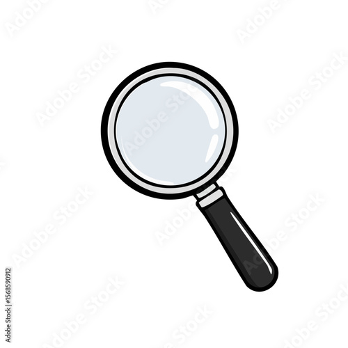 Magnifying glass illustration for investigation and search on a black backdrop representing discovery and exploring topics