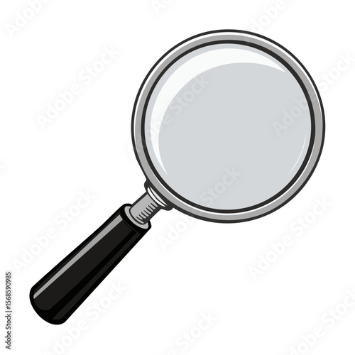 Classic Magnifying Glass Illustration for Exploration Discovery and Search Concepts on Black Background