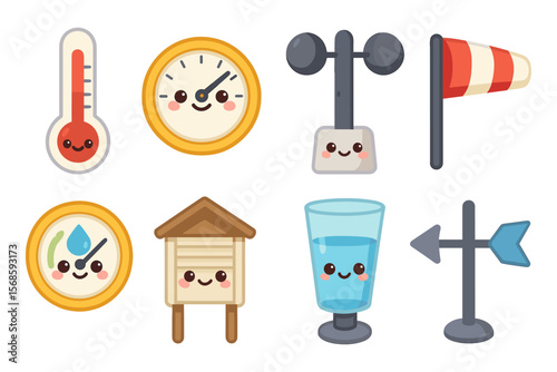 Cute weather instruments vector illustration for educational design in flat style