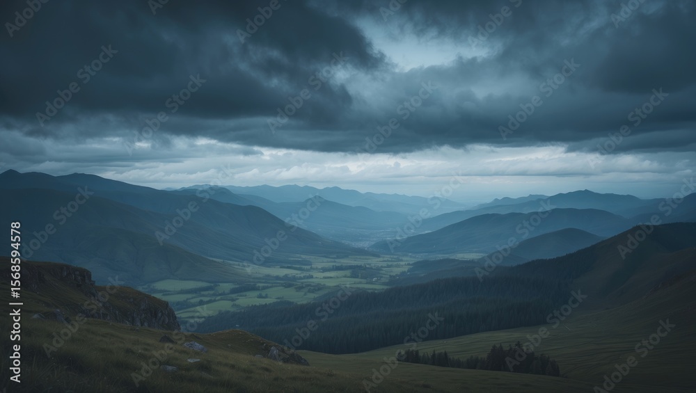 Fototapeta premium A stunning landscape view with mountains under a cloudy sky