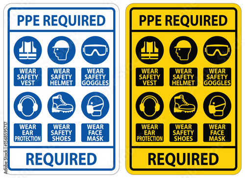 Safety Signage for Personal Protective Equipment Requirements in Workplace Environments