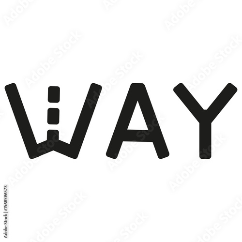 Text arrow icon. Way vector sign. Bold black shape. Unique design element.