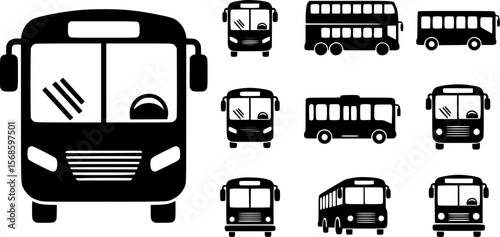 Bus icon set. bus vector icon. Bus Icons set. Bus vector icon. Public transport symbol.
