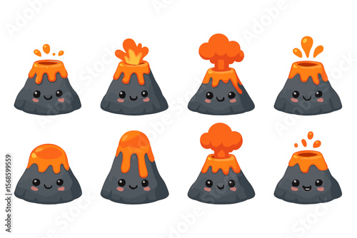 Cute volcano vector illustration for children's education and design in flat style