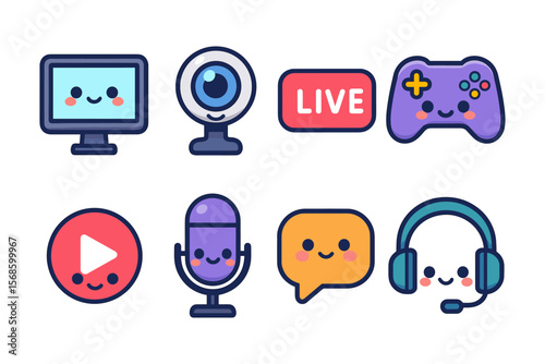 Cute gaming and streaming vector illustration for icon design in flat style