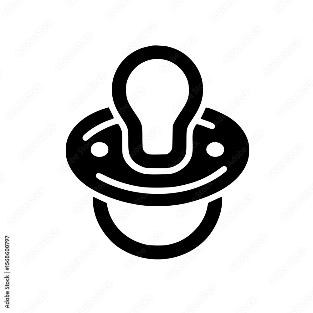 Obraz premium Baby Pacifier Silhouette Icon – Minimalist Black SVG Clipart