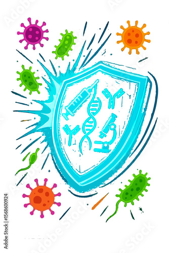 Immune System Shield and Vaccine Protection Vector Concept