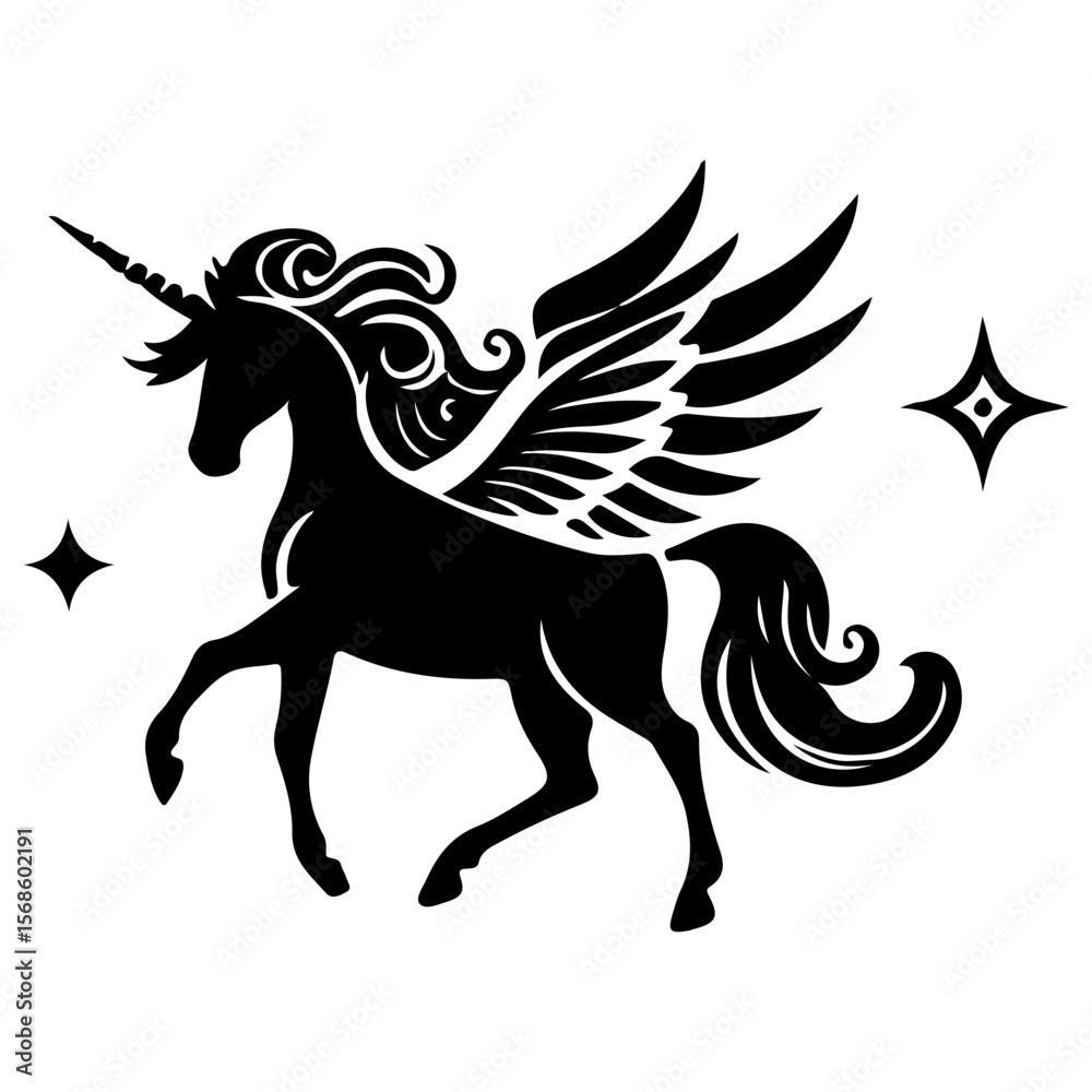 Fototapeta premium AI-generated vector illustration of a fantasy unicorn