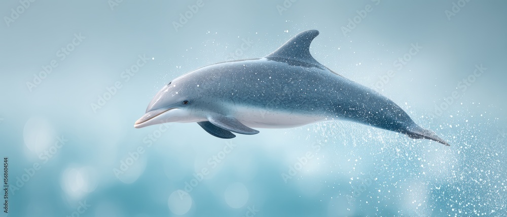Obraz premium Dolphin leaping through ocean waves marine environment wildlife photography serene seascape action shot nature's beauty