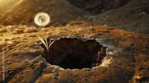 Resilience: A Dandelion's Triumph Over Aridity