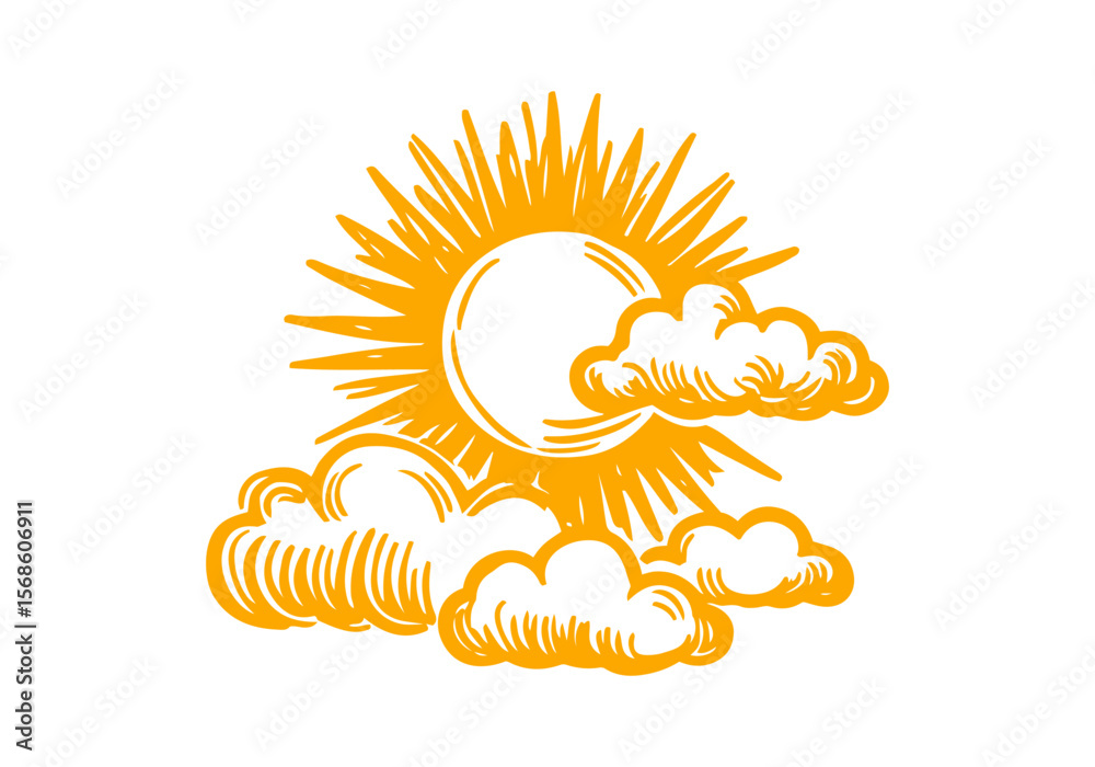 Fototapeta premium Sun hand drawn vector illustration