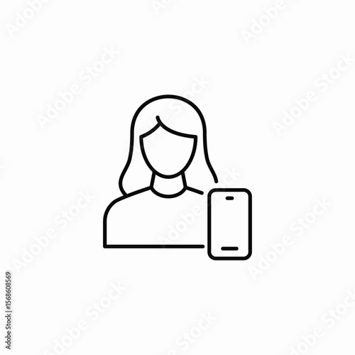 female phone contact icon sign vector