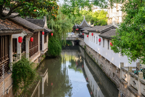 Photography Classic canal houses line waterways at Nanxiang Ancient Town in Shanghai, China