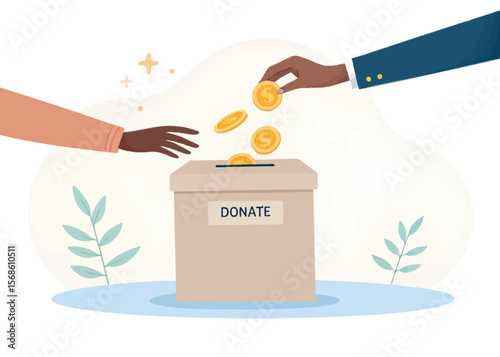 Donate money charity fundraising donation box giving back support nonprofit organization help community