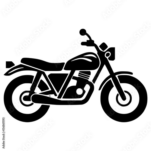 Black vector icon of a motorbike for design and illustration