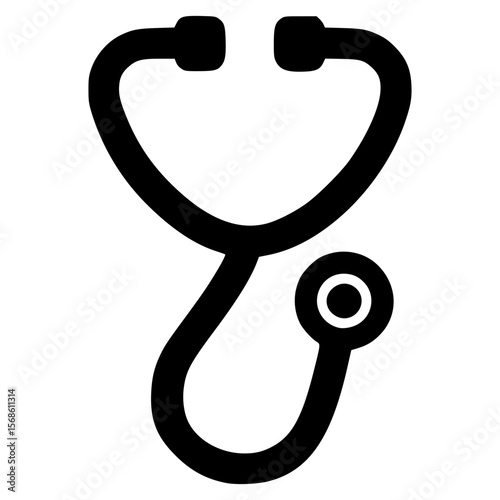 Icon of a stethoscope used in medical practice and healthcare settings