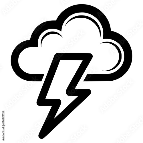 Vector icon of a cloud with lightning symbolizing stormy weather