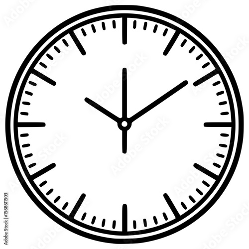 Simple vector clock icon showcasing hour and minute hands clearly