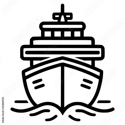 Detailed vector icon of a boat sailing through water