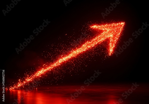 Wallpaper Mural Glowing spark arrow ascending in dark Torontodigital.ca