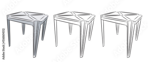 Set of three plastic tables, a popular piece of furniture in bars and pubs in Brazil. Isolated on transparent background-01.eps