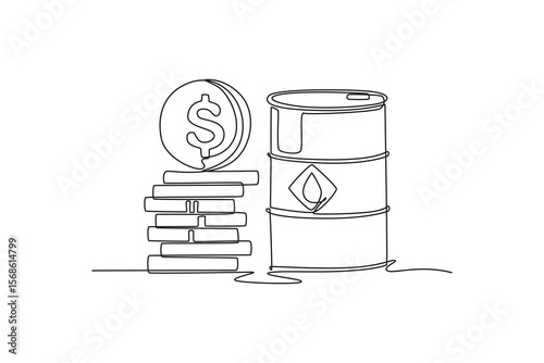 Trading oil. Invest in fuel. world commodities and oil concept. Single line draw design. Vector graphic illustration