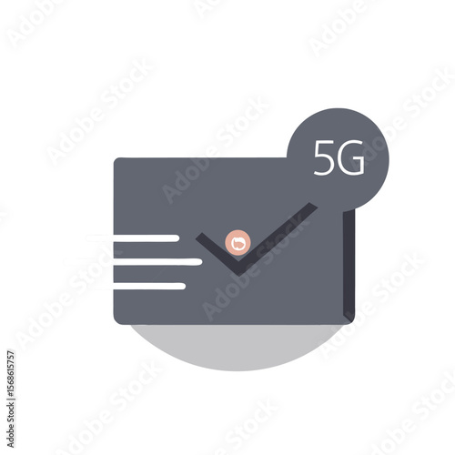 Modern digital communication icon a stylized envelope with a 5g signal indicator and a checkmark symbolizing fast and secure messaging