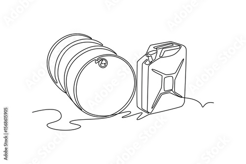 Steel Oil Barrel. world commodities and oil concept. Single line draw design. Vector graphic illustration