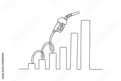 Rising gas prices and Oil increase fuel. world commodities and oil concept. Single line draw design. Vector graphic illustration