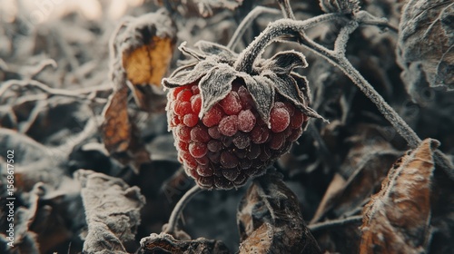 Wallpaper Mural Frozen raspberry on a frosted plant Torontodigital.ca