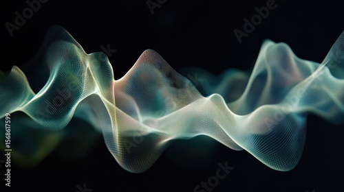 Wallpaper Mural Abstract wave forms in teal, pale yellow, and white, on a black background Torontodigital.ca