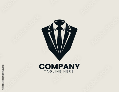 Elegant Suit and Tie Professional Business Formal Wear Vector Logo Design