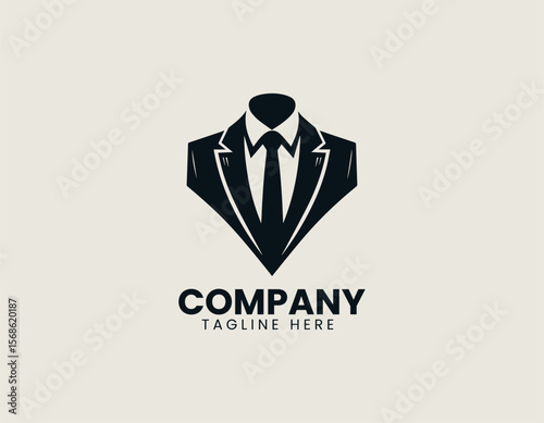Elegant Suit and Tie Professional Business Formal Wear Vector Logo Design