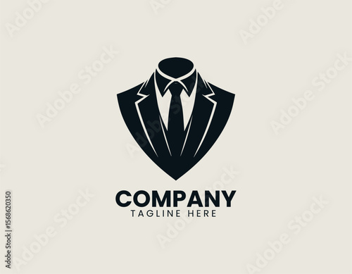 Elegant Suit and Tie Professional Business Formal Wear Vector Logo Design