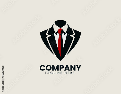 Elegant Suit and Tie Professional Business Formal Wear Vector Logo Design
