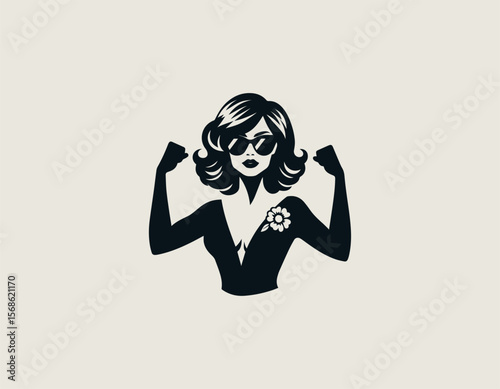 Elegant Woman Silhouette Stylish Glamour Fashion Beauty Vector Logo Design