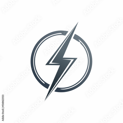 Electric Bolt Logo Monochrome Circle Lightning Vector Graphic