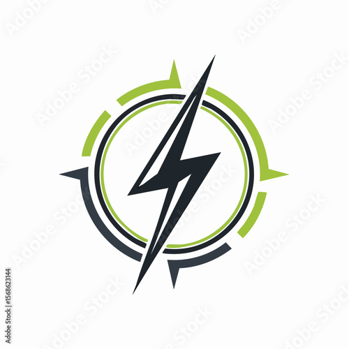 Electric Energy Logo Modern Vector Design with Compass