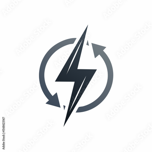 Electric Energy Logo Circular Arrow and Lightning Bolt Design
