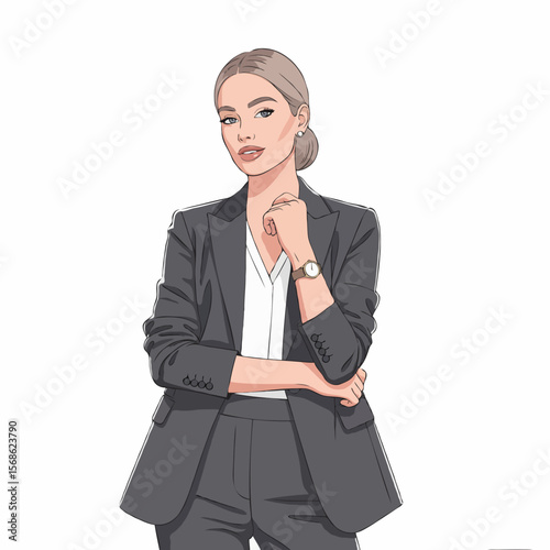 Beautiful and Elegant Female Office Worker in Professional and Feminine Style