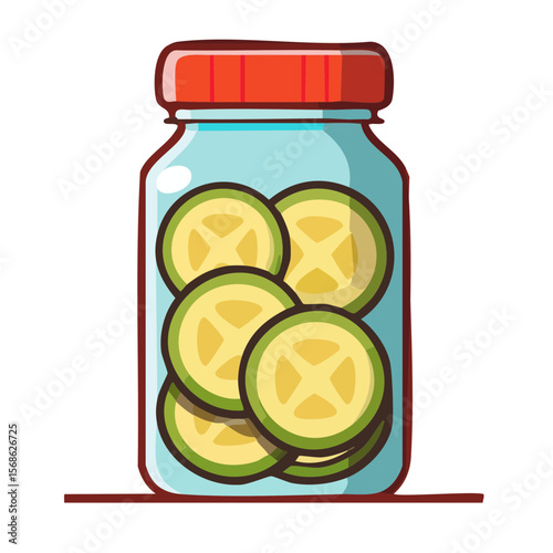 Jar of Pickles Isolated on a Transparent Background 