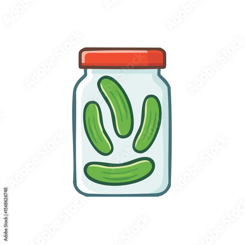 Jar of Pickles Isolated on a Transparent Background