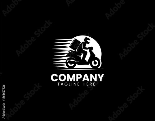 Fast Delivery Express Rider Motorcycle Swift Service Vector Logo Design