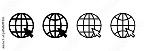Web icon logo design. go to web sign and symbol. web click icon. Global search icon