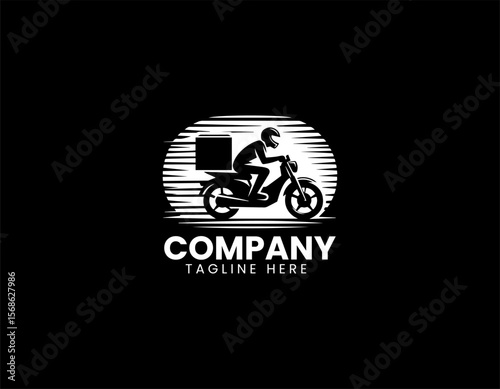 Fast Delivery Express Rider Motorcycle Swift Service Vector Logo Design