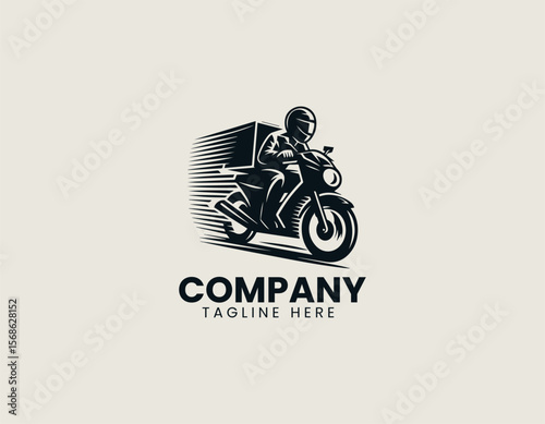 Fast Delivery Express Rider Motorcycle Swift Service Vector Logo Design