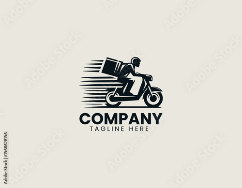 Fast Delivery Express Rider Motorcycle Swift Service Vector Logo Design