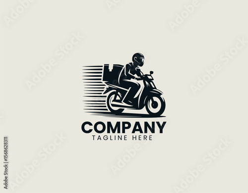 Fast Delivery Express Rider Motorcycle Swift Service Vector Logo Design