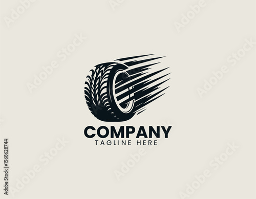 Dynamic Speeding Tire Fast Motion Automotive Performance Vector Logo Design